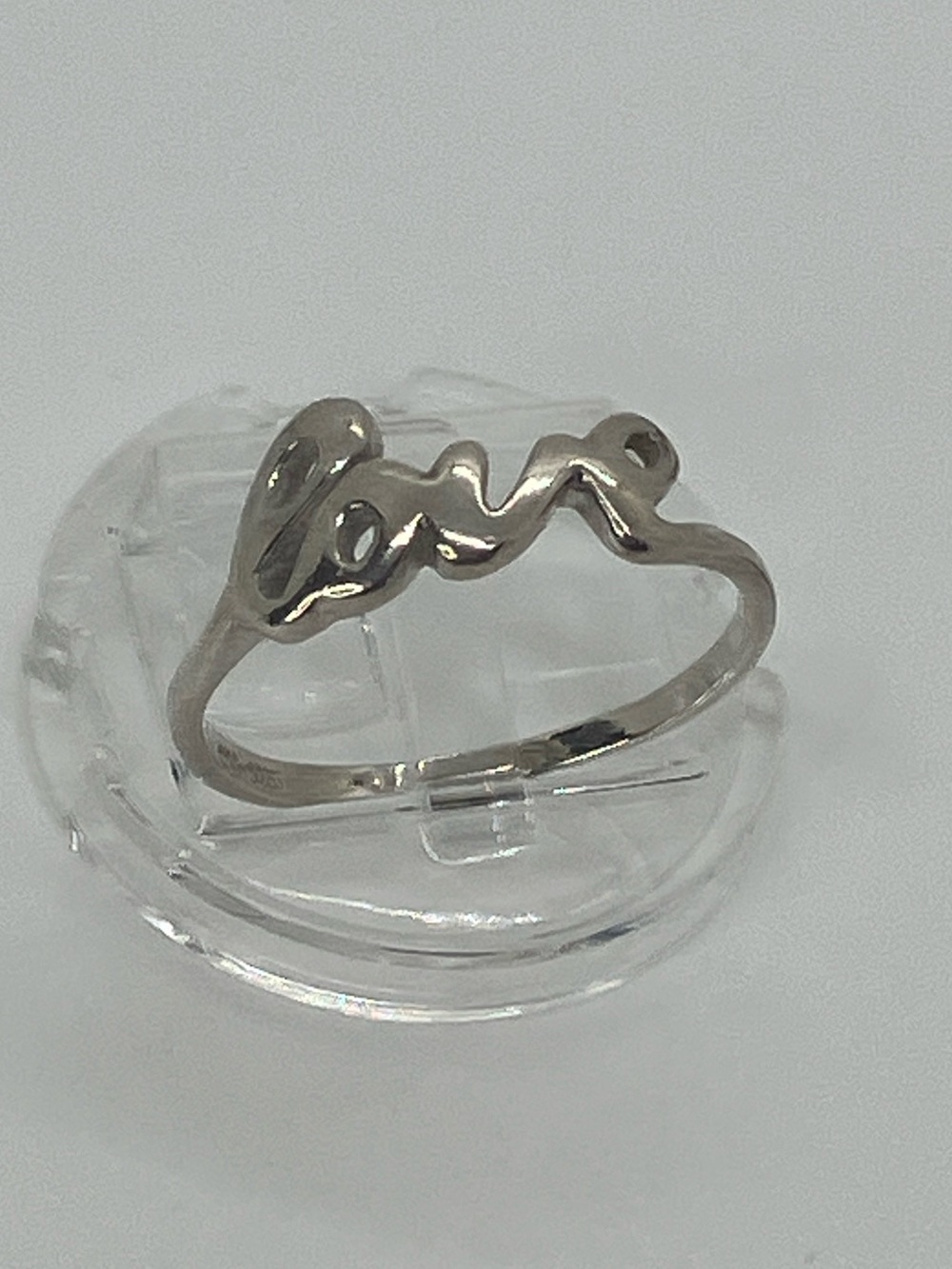 Vtg 925 Minimalist Love Script Cursive Word Sterling Silver Ring Sz 7.75